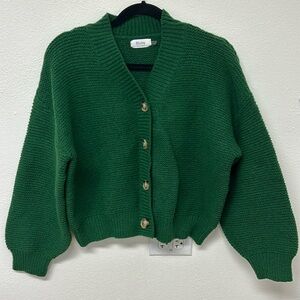 Green heavyweight cardigan